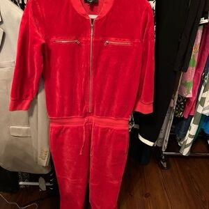 Juicy Couture Red Velour Jumpsuit